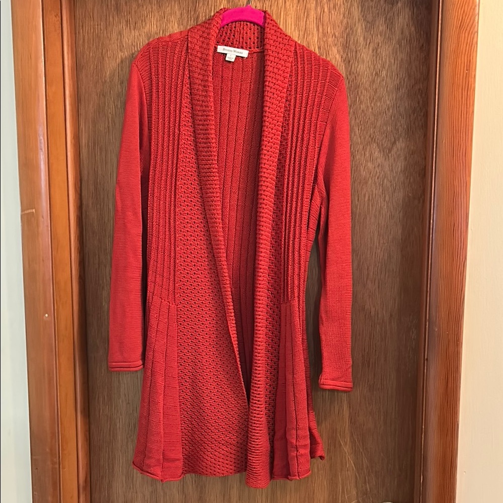 Orangey red Open-Front Sweater